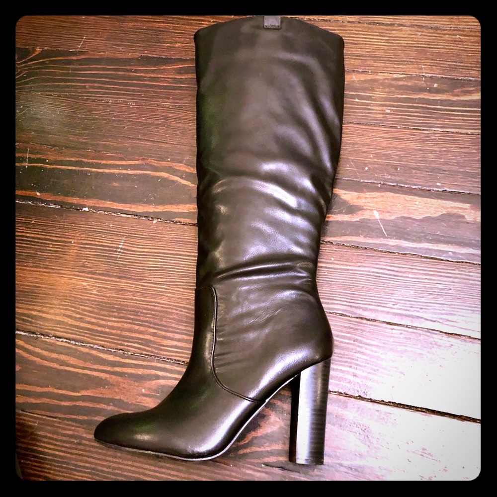 Chunky heel knee high boots